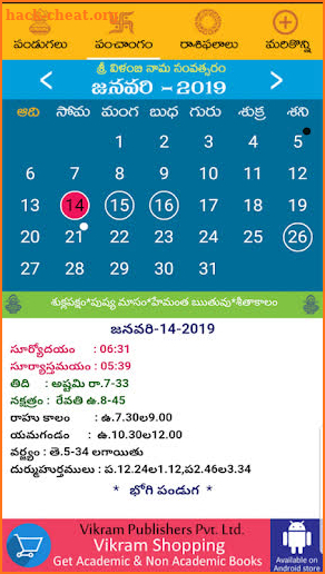 Telugu Panchangam Calendar 2019 screenshot