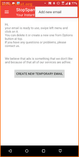 TempMail - Temporary Emails Instantly | StopSpam screenshot