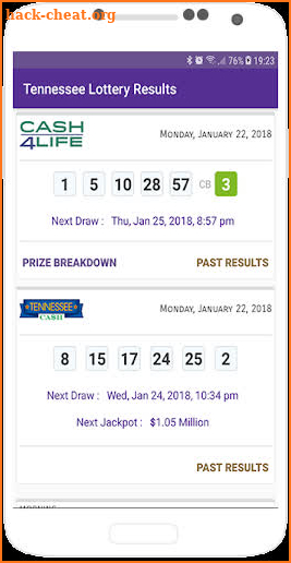Tennessee Lottery Results screenshot