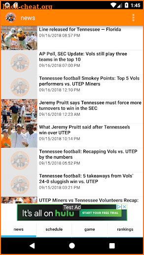 Tennessee Volunteers Football News screenshot