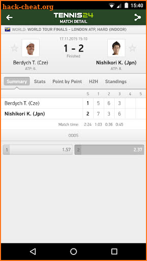 Tennis 24 - tennis live scores screenshot