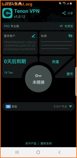 Tenon VPN screenshot