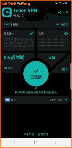 Tenon VPN screenshot