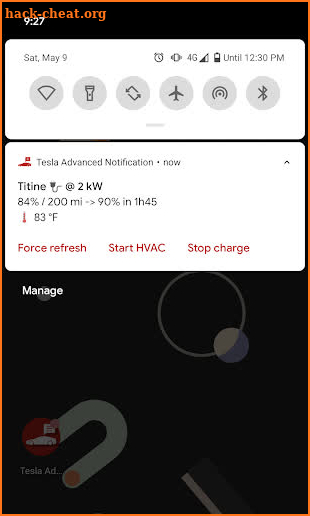 Tesla Advanced Notification screenshot