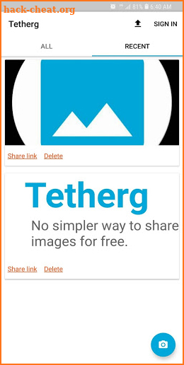Tetherg - upload, send images free screenshot