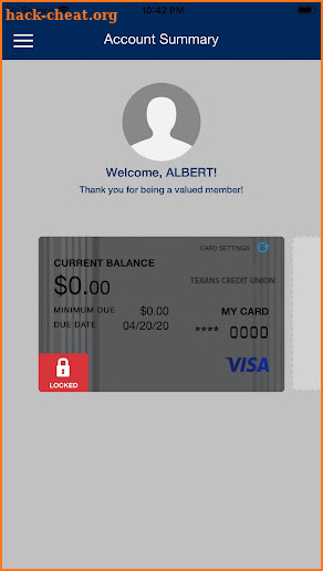 Texans Visa Card screenshot
