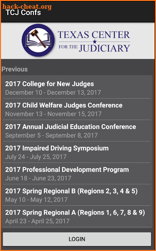 Texas Center for the Judiciary screenshot