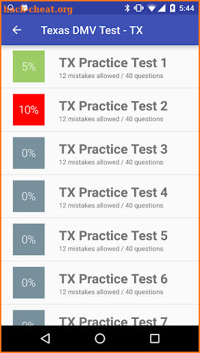 Texas DMV Practice Test screenshot
