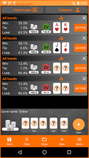 Texas Holdem Advanced Calculator screenshot