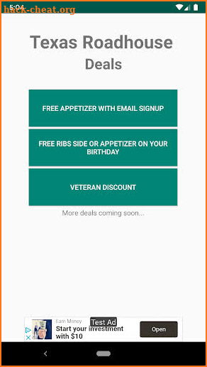 Texas Roadhouse Deal - Free Appetizer, Veteran 10% screenshot