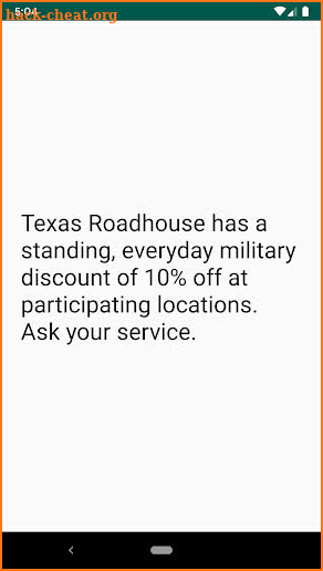 Texas Roadhouse Deal - Free Appetizer, Veteran 10% screenshot