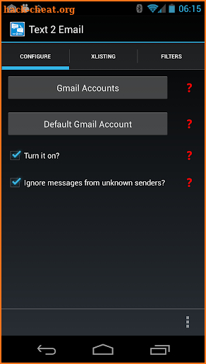 Text 2 Email screenshot