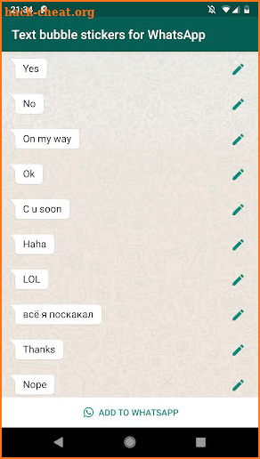 Text bubble stickers for WhatsApp screenshot