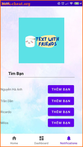Text with friends screenshot