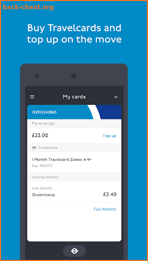 TfL Oyster and contactless screenshot