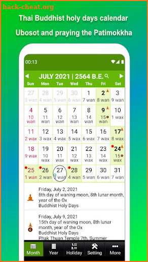 Thailand Buddhist Calendar screenshot