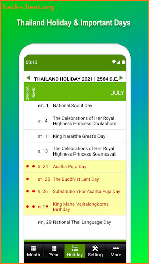 Thailand Buddhist Calendar screenshot