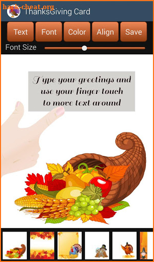 Thanksgiving cards screenshot