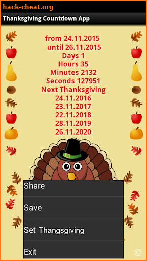 Thanksgiving Countdown App screenshot