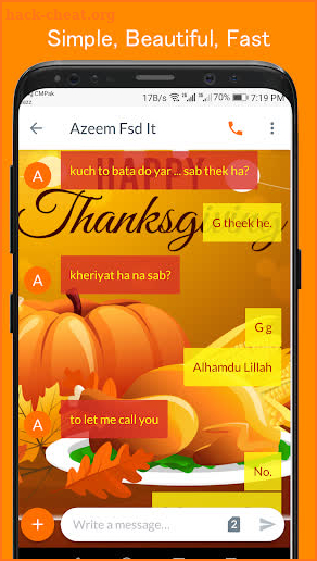Thanksgiving SMS Go Theme screenshot