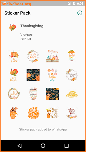 Thanksgiving stickers for WhatsApp . WAStickerApps screenshot