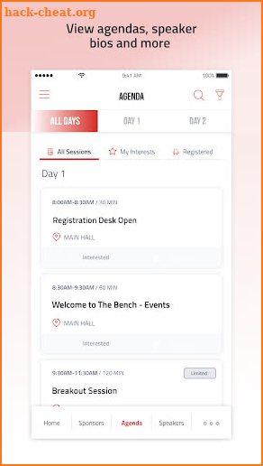 The Bench - Events screenshot
