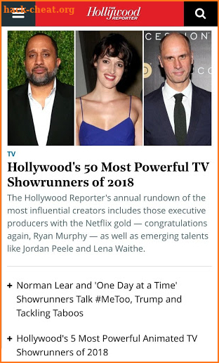 The Hollywood Reporter - Entertainment News screenshot