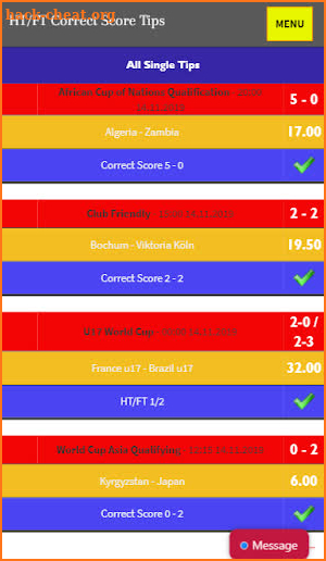 The HT/FT And Correct Score Tips screenshot
