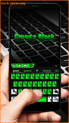 The metallic green keyboard theme screenshot