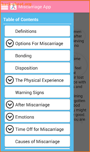 The Miscarriage App screenshot