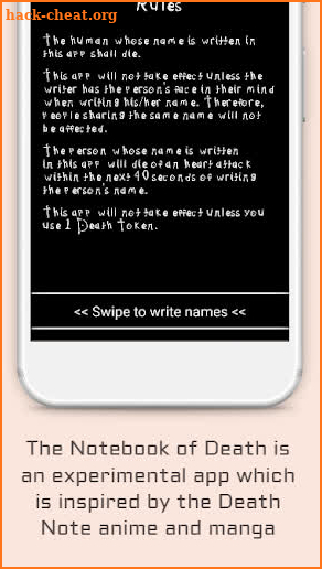 The Notebook of Death | An anime inspired app screenshot