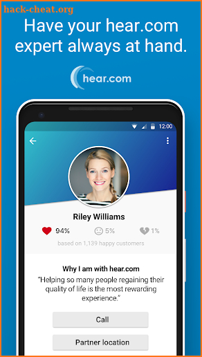 The official hear.com app screenshot