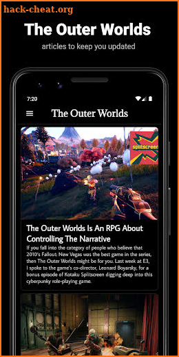 The Outer Worlds News Feed screenshot