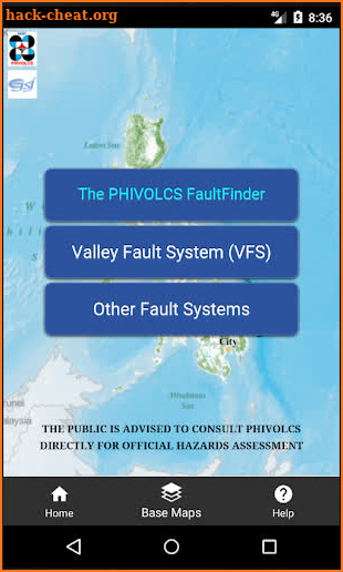 The PHIVOLCS FaultFinder screenshot