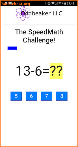 The SpeedMath Challenge screenshot