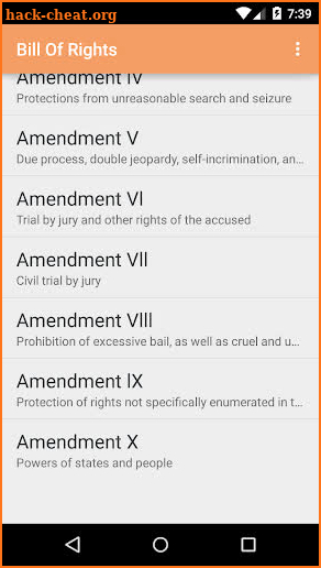 The U.S. Bill of Rights screenshot