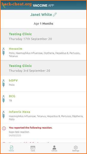 The Vaccine App screenshot