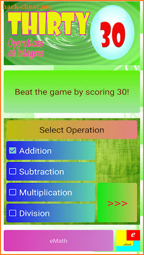 THIRTY: Operation on Integers Game screenshot