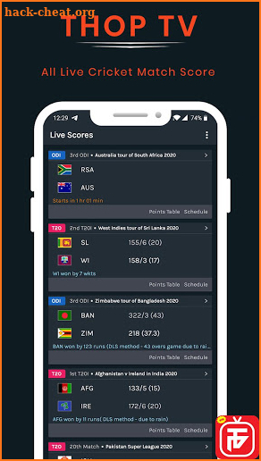 Thop TV - Live Cricket TV Stream Guide screenshot