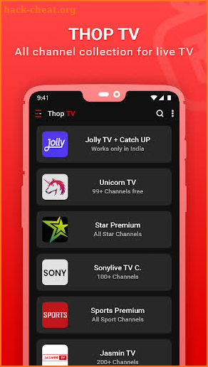 Thop TV Live -  Playit Cricket Channel Guide screenshot