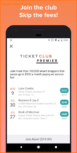 TicketClub screenshot