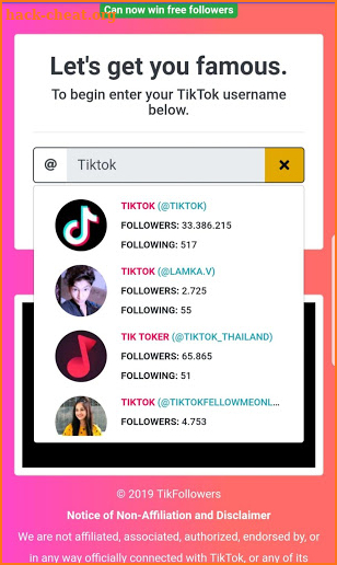 TikFollowers : Free Fans & Followers & Likes screenshot