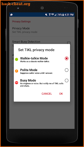 TiKL Touch Talk Walkie Talkie screenshot