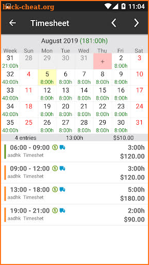 Timesheet - Time Clock - Work Hour   (Paid) screenshot