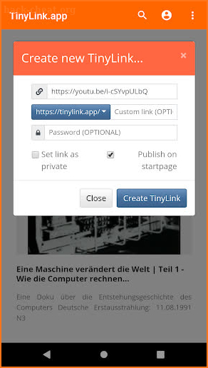 TinyLink.app screenshot