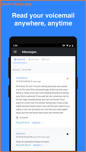 TinyVoicemail Visual Voicemail screenshot