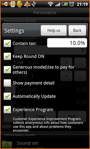 Tip Calculator Donate Version screenshot