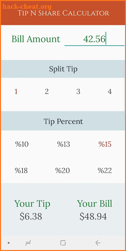 Tip N Share Calculator screenshot