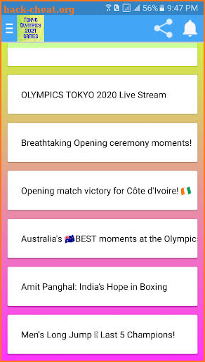 Tokyo Olympics 2021 Live games screenshot
