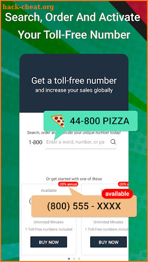 Toll-Free 44-800 phone number screenshot
